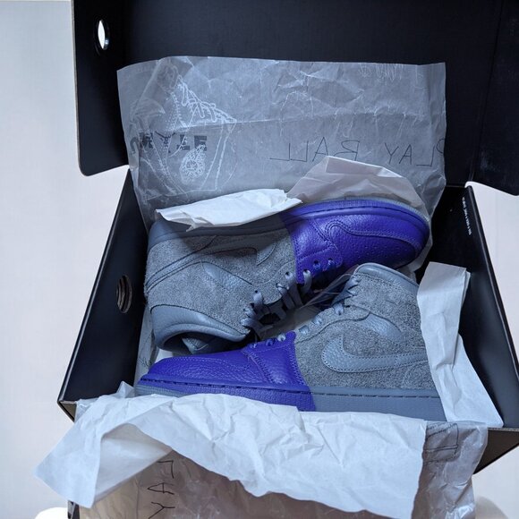 Nike Sheila Rashid X Air Jordan 1 Mid "Unite" Purple and Grey, 8.5 - Picture 1 of 7
